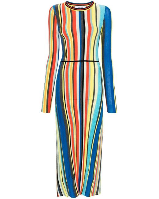 Robe longue à design nervuré Christopher John Rogers en coloris Blue
