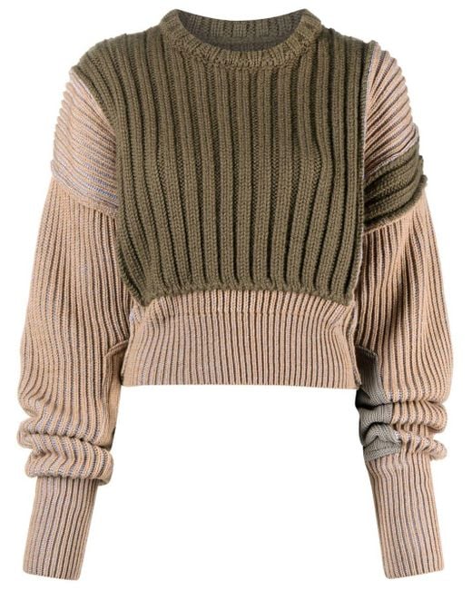 MM6 by Maison Martin Margiela Brown Grob gerippter Pullover