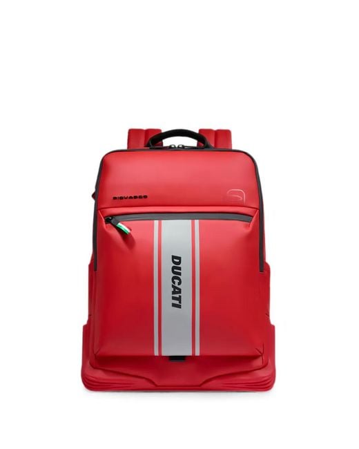Piquadro Red X Ducati Logo-Print Backpack