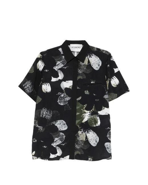 Iceberg Black Floral Pocket Shirt