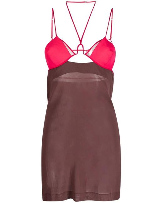 Nensi Dojaka Purple Cut-Out Cotton Minidress