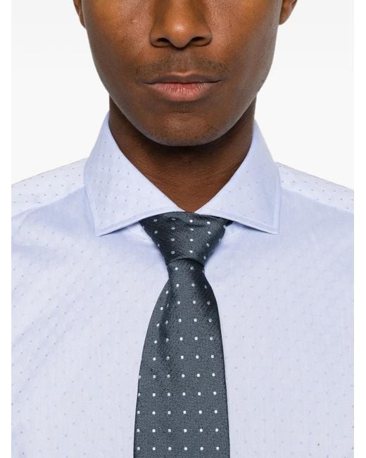 Boss White Micro-Pattern Long-Sleeve Shirt for men