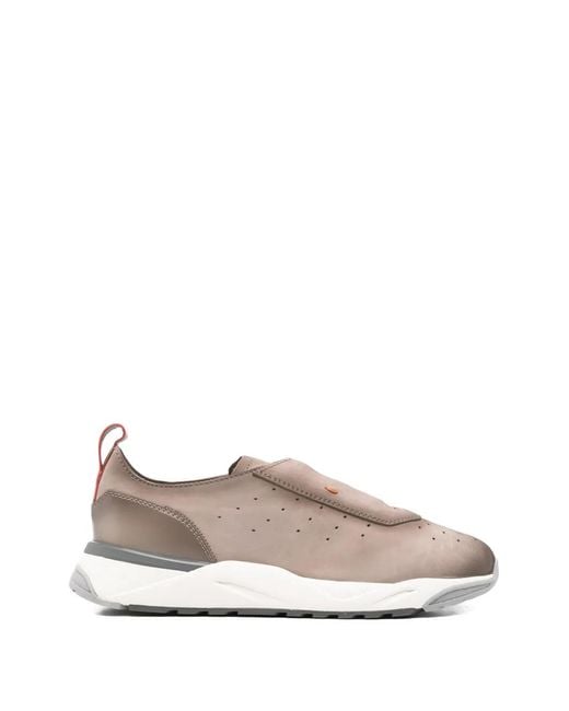 Santoni White Perforated Innova Sneakers for men
