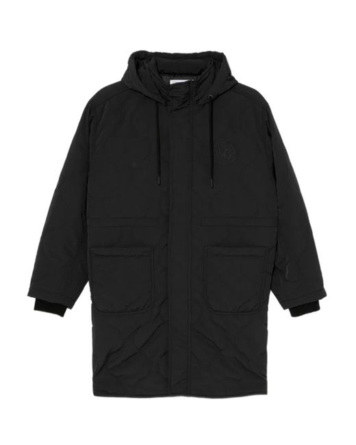 Chocoolate Black Logo-Embroidered Coat