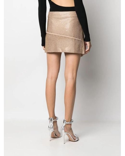 ANDREADAMO Natural Crystal-Embellished Asymmetric Wrap Skirt