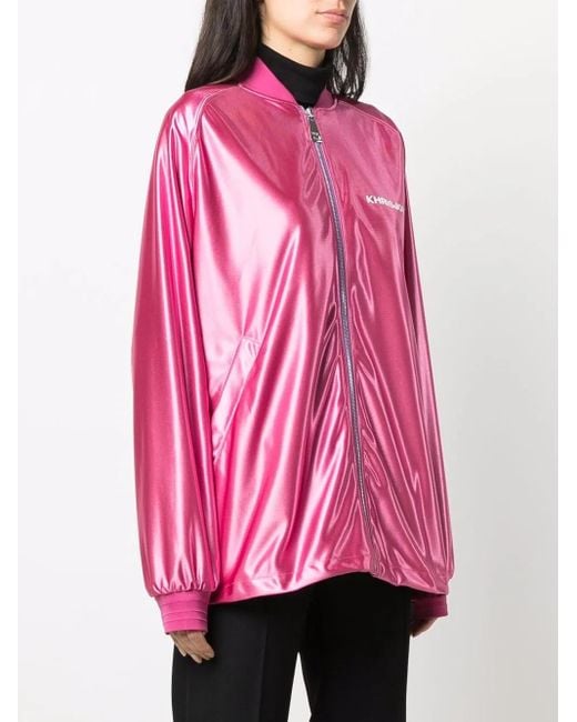 Khrisjoy Pink Logo-Print Long-Sleeve Bomber Jacket