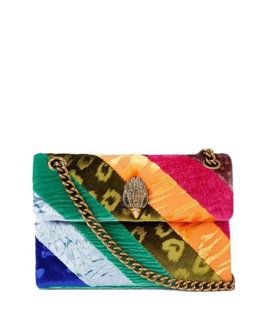 Kurt Geiger Blue Mini Kensington Striped Crystal Eagle Head Cross Body Bag
