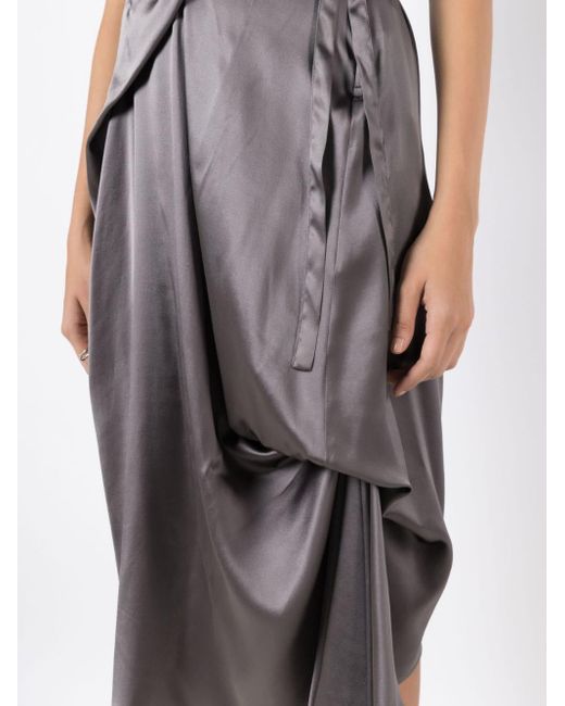 Robe mi-longue en soie à design drapé UMA | Raquel Davidowicz en coloris Gray