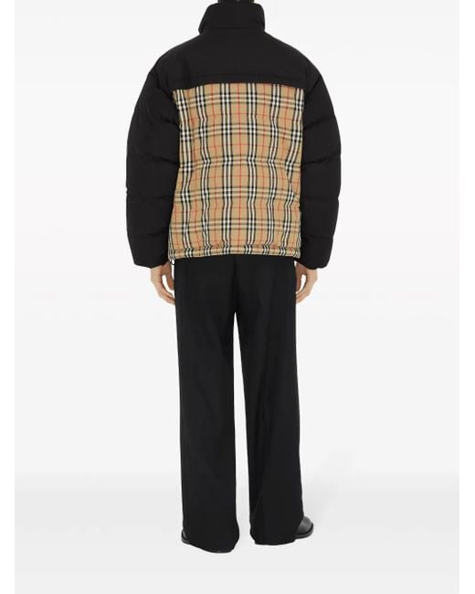 Burberry Black Reversible Check Puffer Jacket for men