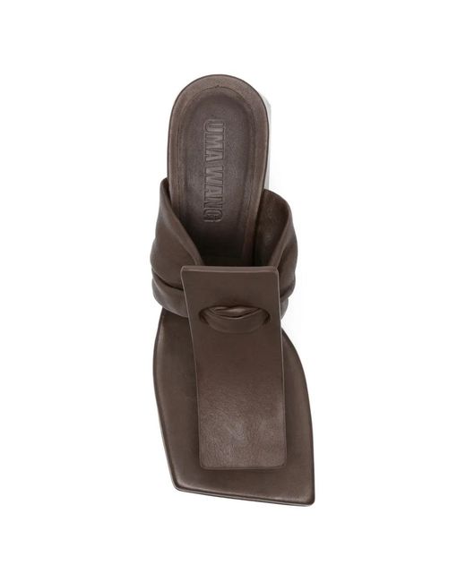 Uma Wang Brown Ruched Square-Toe Sandals
