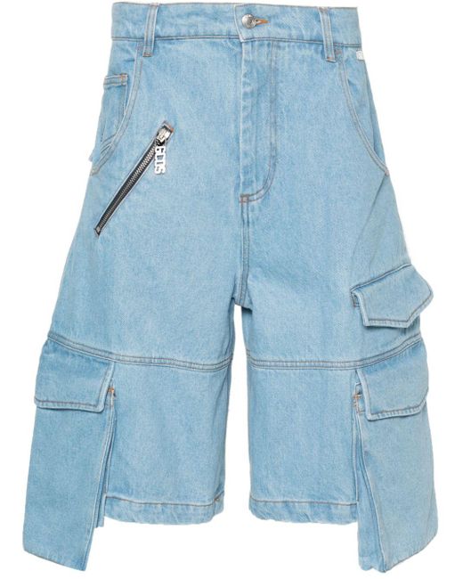 Gcds Jeans-Shorts mit Logo-Schild in Blue für Herren