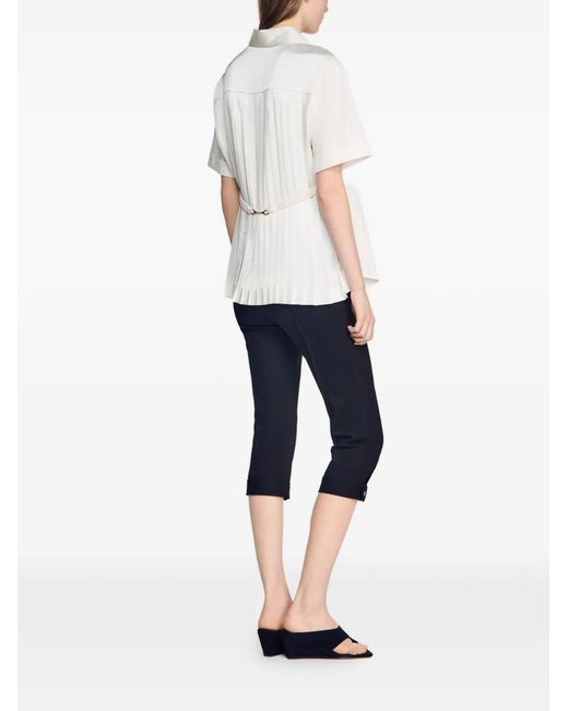 Sandro White Pleated-Back Oversized Shirt