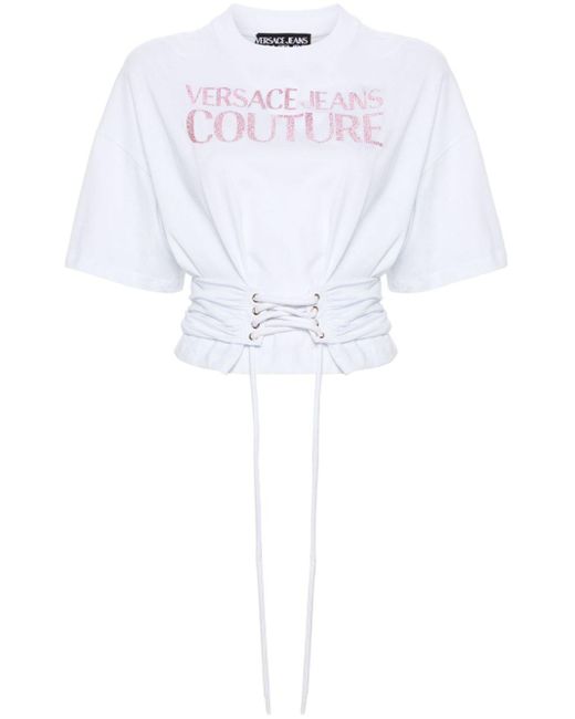 Versace White T-Shirt Gathered Details