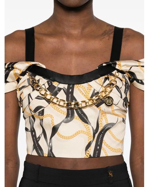 Elisabetta Franchi Natural Chain Print Top