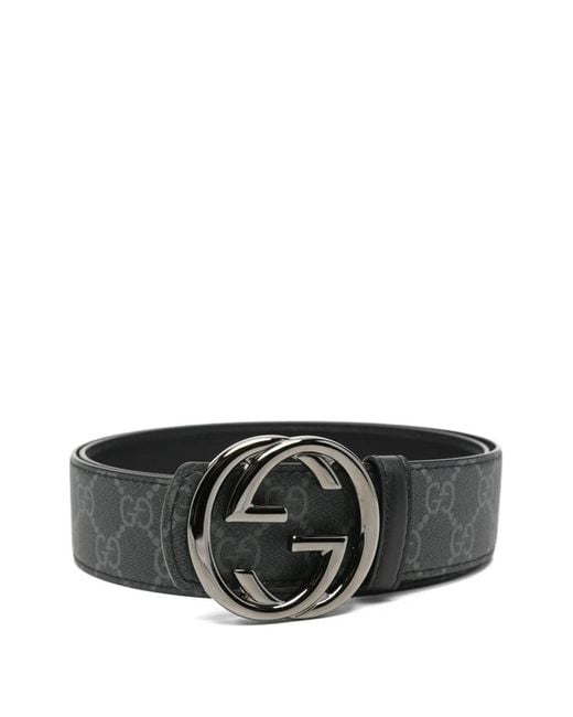 Gucci Gray Reversible Logo Buckle Belt for men