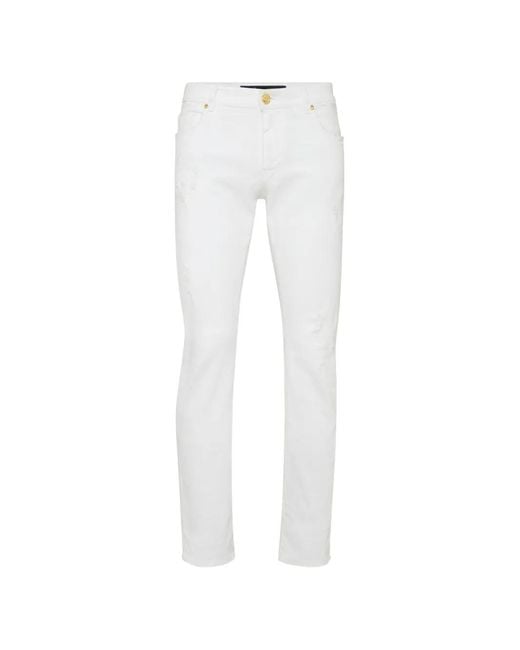 Billionaire White Jean À Détails Brodés Et Effet Usé for men