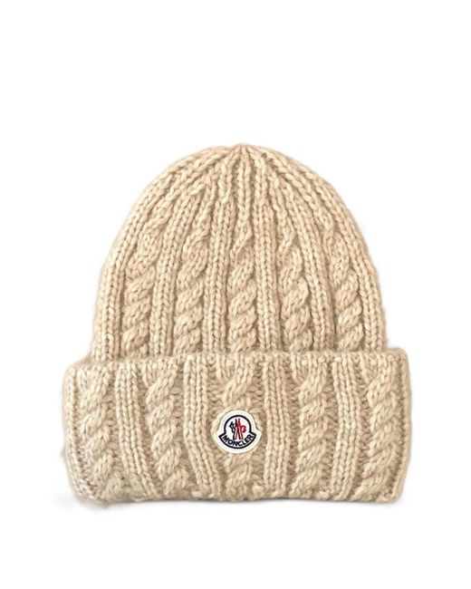Moncler Natural Cable Knit Wool Blend Beanie