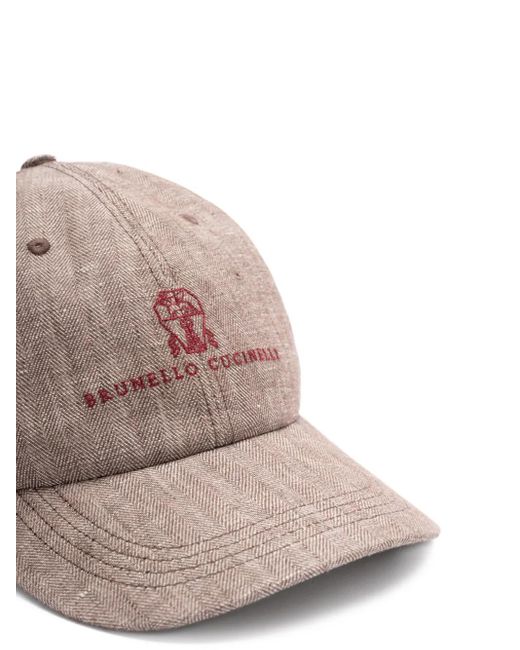 Brunello Cucinelli Gray Logo-Embroidered Cap for men