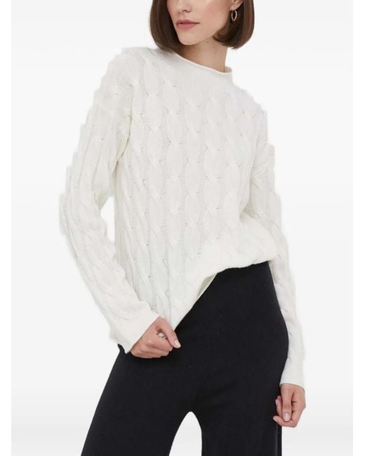 Benetton White Cable-Knit Sweater