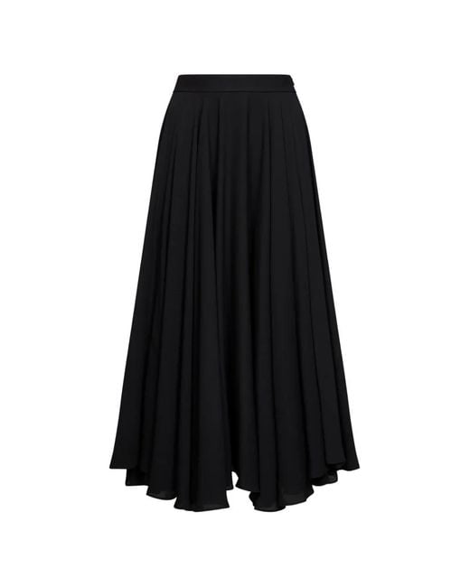Blanca Vita Black Pleated Asymmetric Midi Skirt