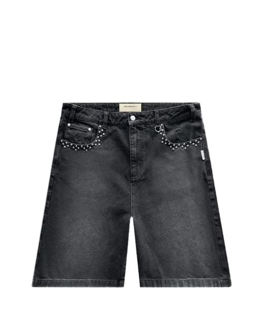 RETERNITY Black Studded Denim Shorts for men