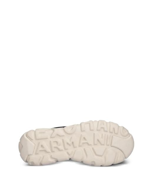 ARMANI EXCHANGE White Mesh-Panelled Chunky-Sole Sneakers for men