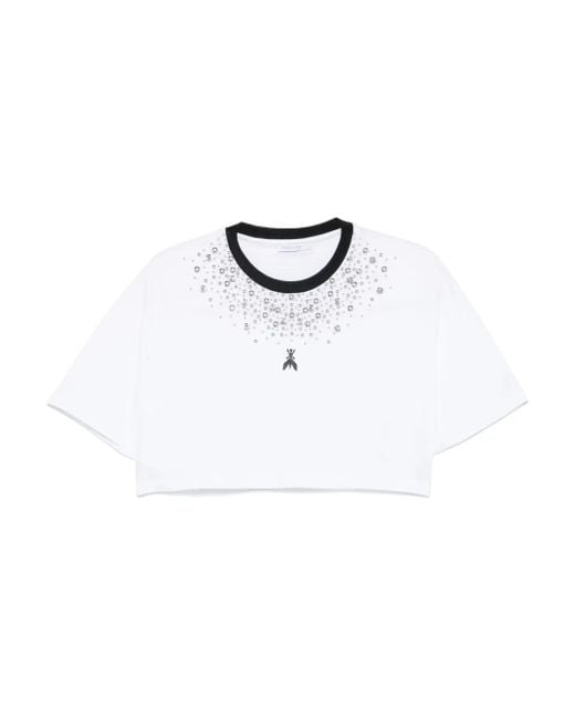 Patrizia Pepe White Crystal-Embellished T-Shirt
