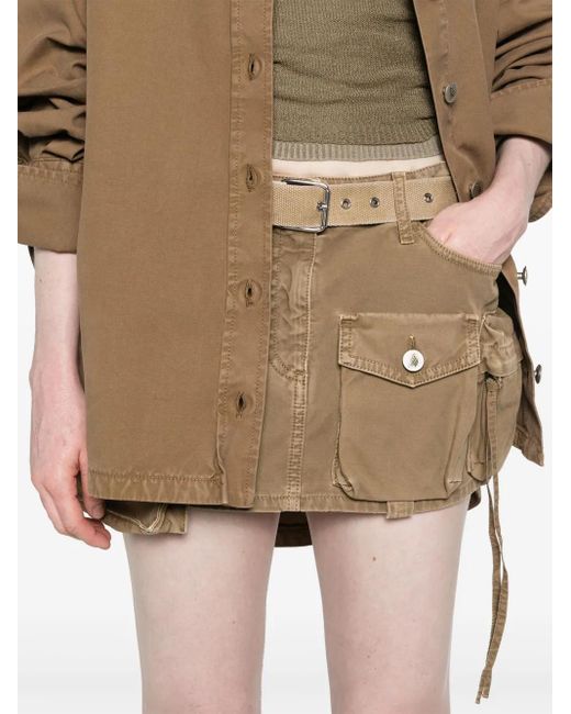 The Attico Fay Denim Cargo Mini-Rok in het Brown