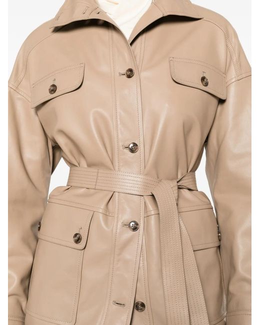 Yves Salomon Natural Buttoned Jacket With Belt