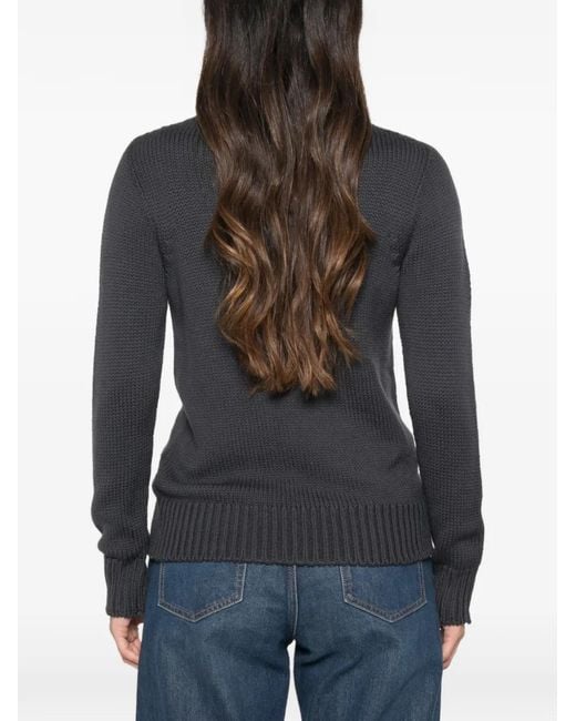 19.61 MILANO Blue Mock-Neck Ribbed-Trim Sweater