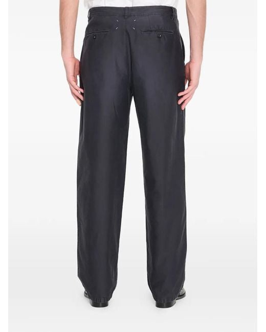 Maison Margiela Blue Pleated Wide-Leg Trousers for men