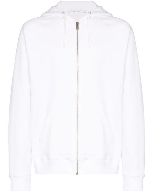 Givenchy White Rainbow Logo-print Zipped Hoodie for men
