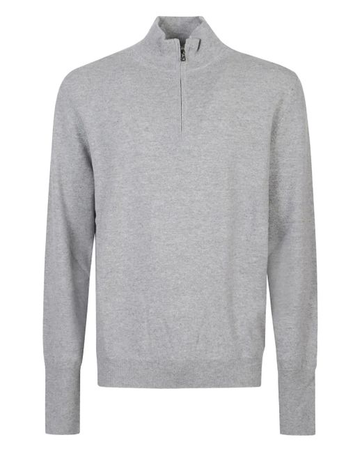 Ballantyne Gray High-Neck Zip-Up Sweater for men