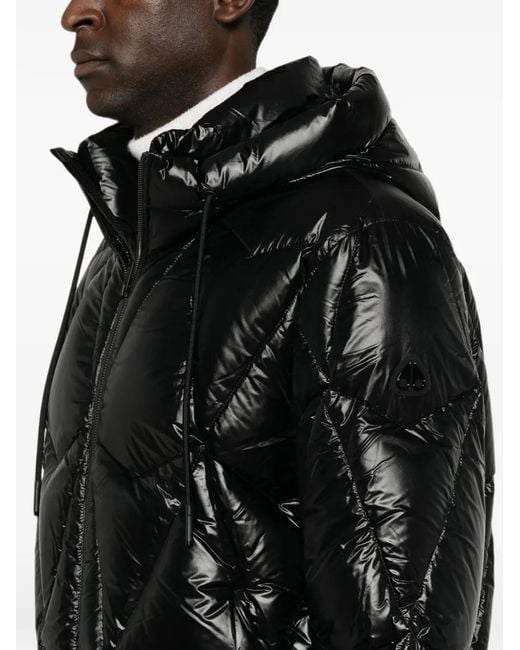Moose Knuckles Black Quilted Hooded Jacket for men