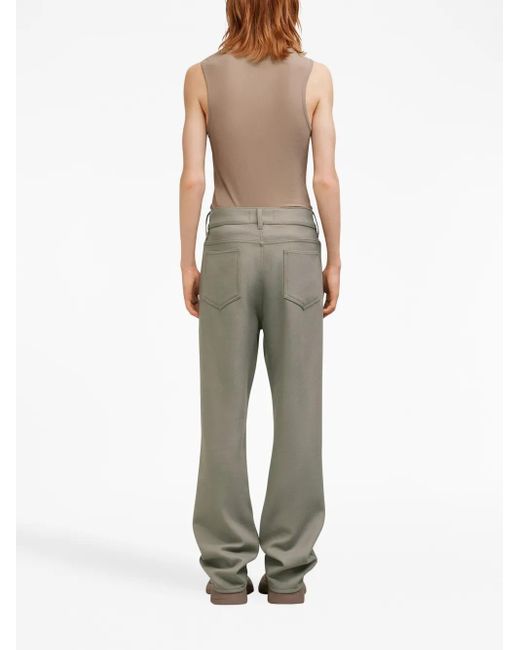 AMI Gray Wool Straight-Leg Trousers