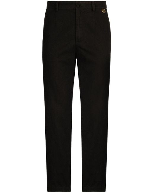 Dolce & Gabbana Black Front-fastening Straight-leg Trousers for men