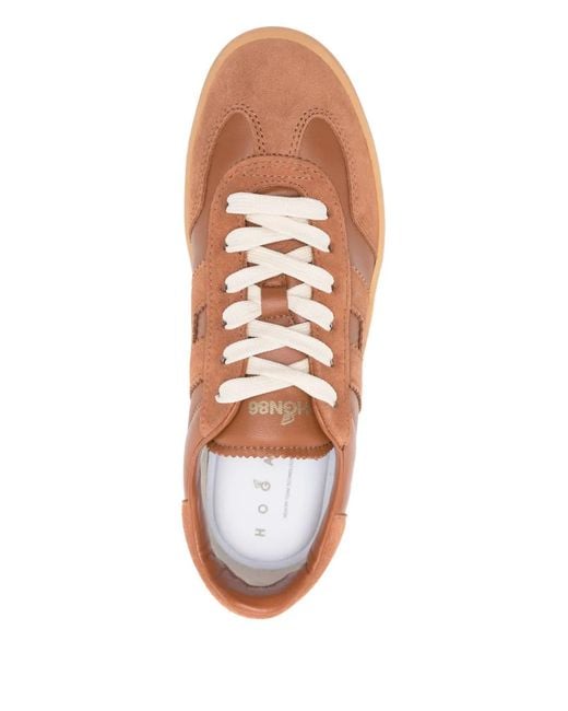 Hogan Brown Suede Logo-Appliqué Low-Top Sneakers
