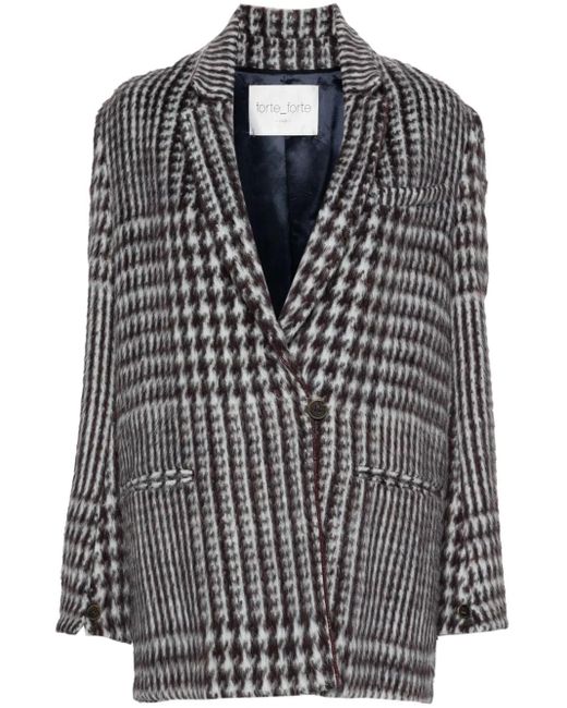 Cappotto Monopetto Con Motivo Pied-De-Poule di Forte Forte in Black