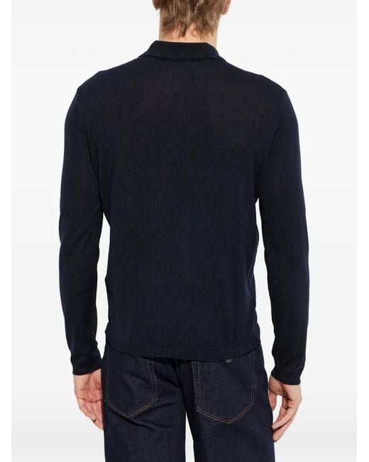 Emporio Armani Blue Long-Sleeve Polo Shirt for men