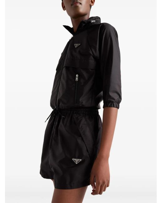 Prada Black Triangle-Logo Shorts