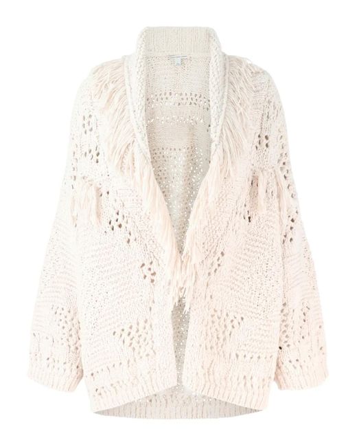 Cárdigan con flecos y cuello esmoquin Autumn Cashmere de color Natural