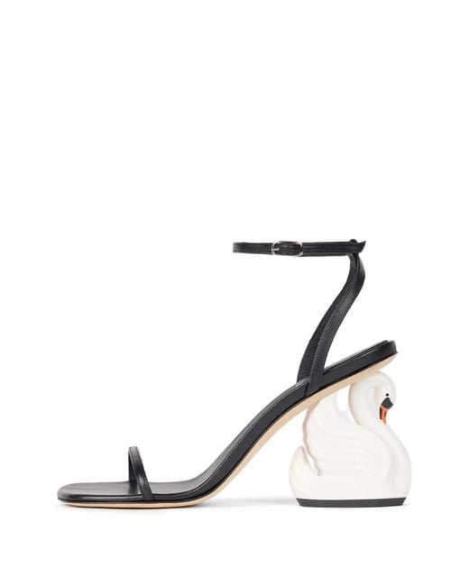A.W.A.K.E. MODE White Beta Swan-Heel Sandals
