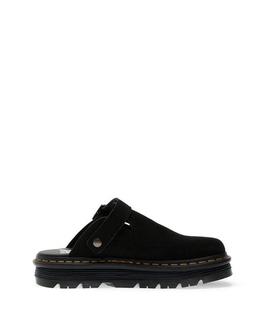 Dr. Martens Black Zebzag Buckle-Fastening Plataform Mules