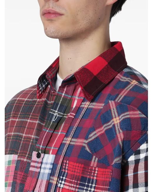 Needles Red Patchwork-Design Shirt for men