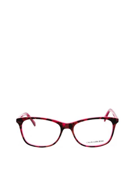 Calvin Klein Multicolor Tortoiseshell-Effect Rectangle-Frame Glasses