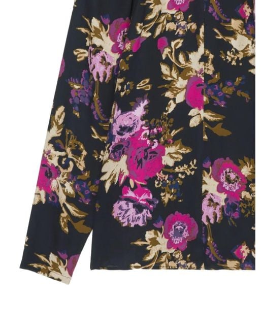 Marc O' Polo Black Floral-Print Long-Sleeve Blouse