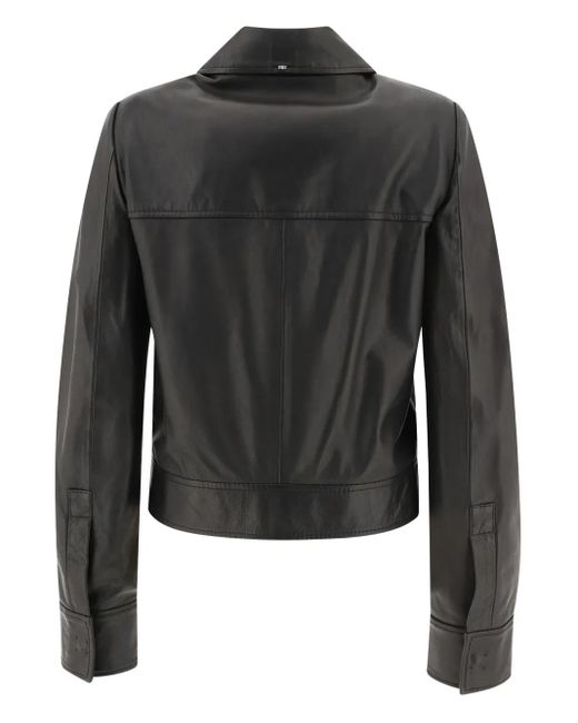 Max Mara Black Zip-Up Leather Jacket