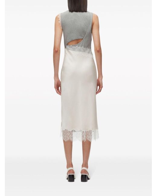 3.1 Phillip Lim Gray Lace Satin-panelled Midi Dress