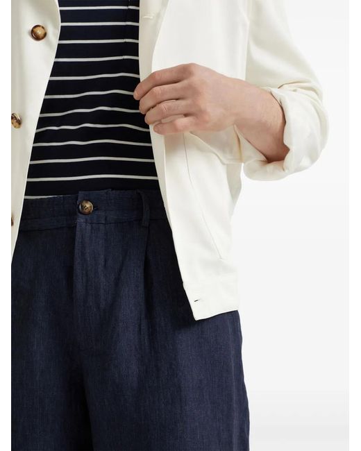 Brunello Cucinelli Blue Linen Bermuda Shorts for men