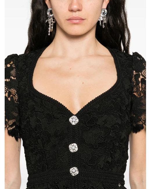 Nissa Black Lace-Panels Maxi Dress